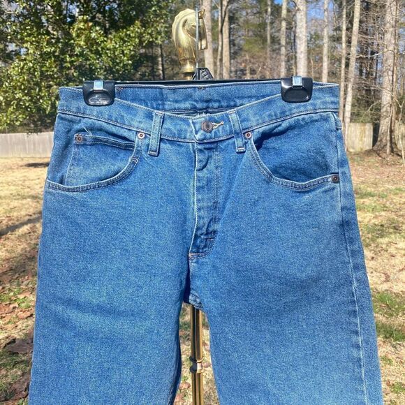 Wrangler Straight Cotton Stretch Denim Blue Jeans - Picture 3 of 7